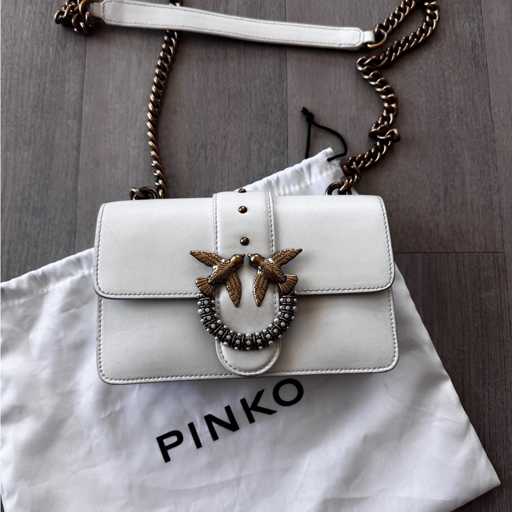 Pinko White Leather Shoulder Bag